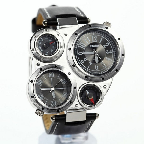 Oversized Case Compass Dual Quartz Watch